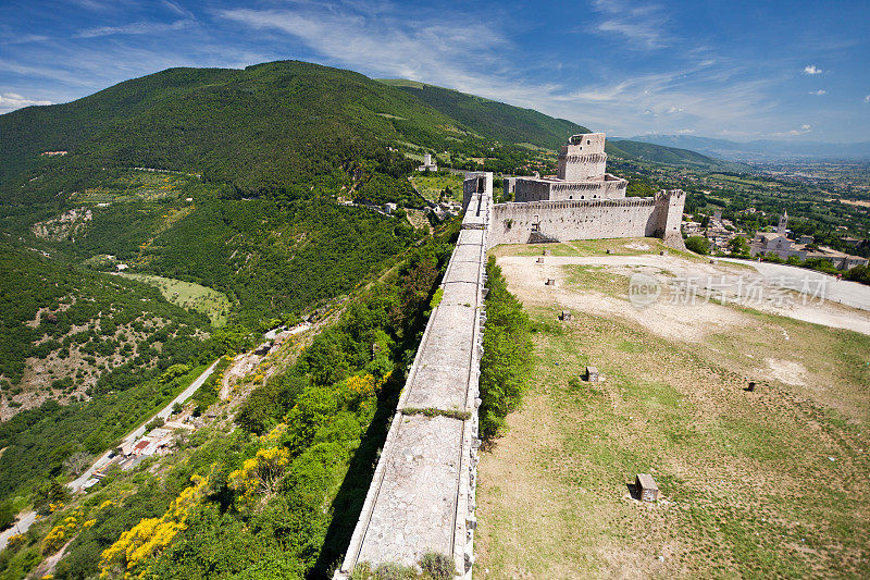 La Rocca Maggiore或意大利阿西西的大堡垒